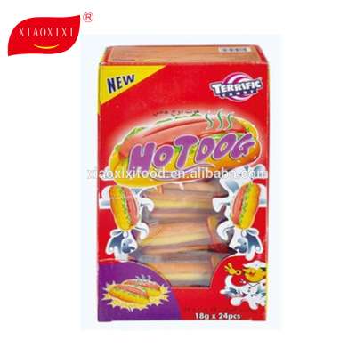 custom halal gummy candy hot dog jelly candy with fruit flavor